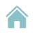 Novus Light blue house icon with a triangular roof and a doorway, centered on a white background.
