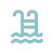 Novus Light blue icon of a swimming pool ladder with wavy water lines below, on a white background.